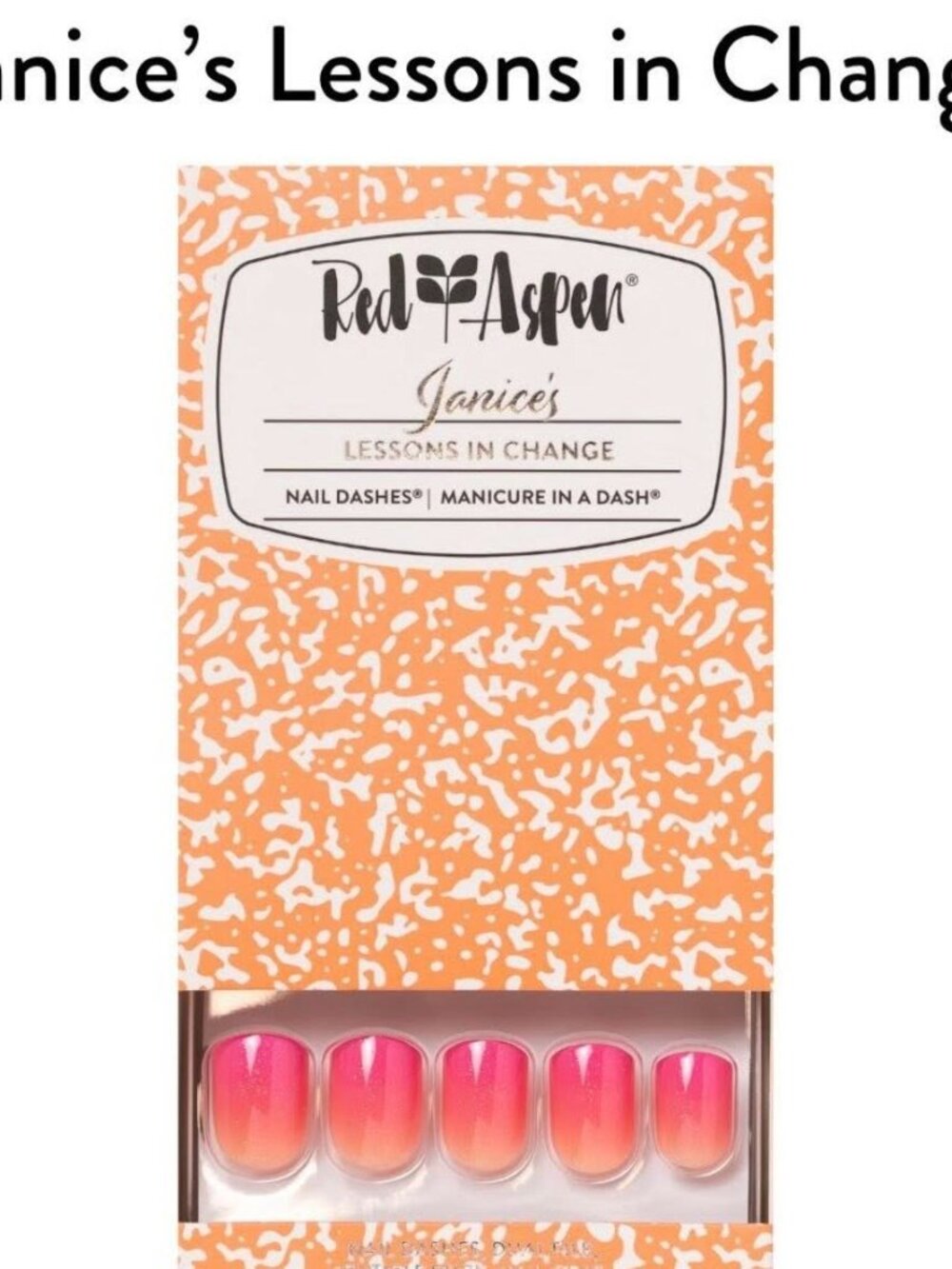 Red Aspen Nail Dashes “Janice’s Lessons in Change” Short Square NIB